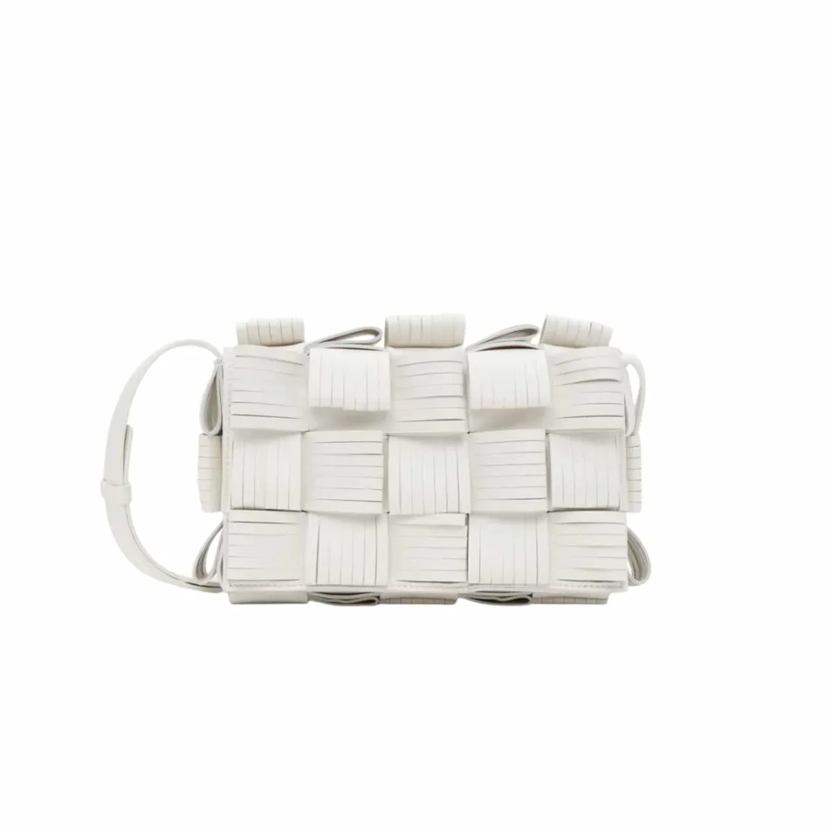 Bottega Veneta Fringe Cassette Crossbody Bag White 22Cm 1