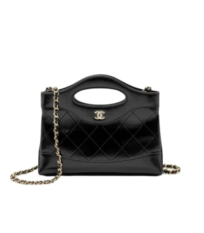 chanel 24c mini 31 clutch with chain shiny calfskin black 24cm nb0cb