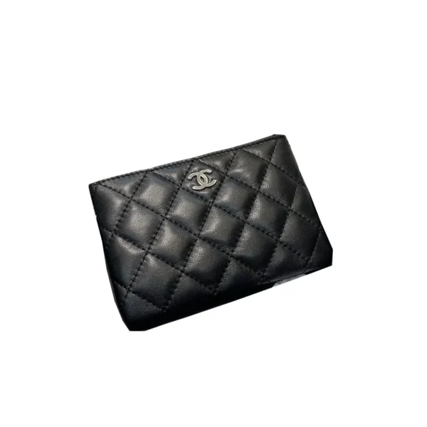 Chanel Card Holder With Zipper Wallet Black