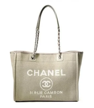 chanel deauville shopping canvas tote bag 33cm a67001 g8fzt