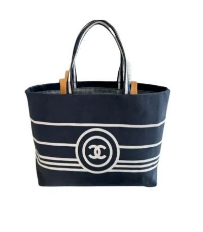 chanel denim shopping tote blue 34cm ntqyk