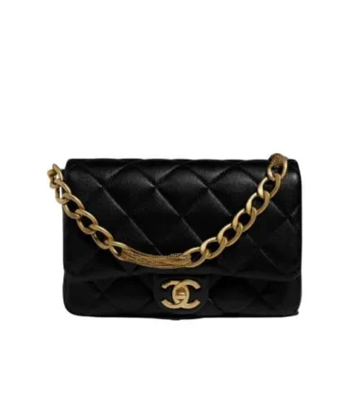 chanel flap bag with silver hardware black 21cm vzgfs