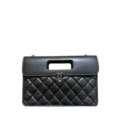 chanel flap bag with top handle black 26cm y4090
