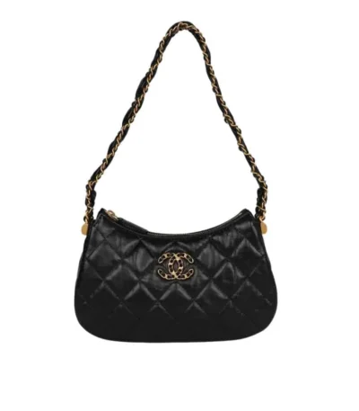 chanel hobo handbag aged calfskin black 24cm ozzhc