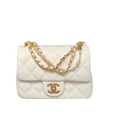 chanel mini flap bag white 17cm ocrsh