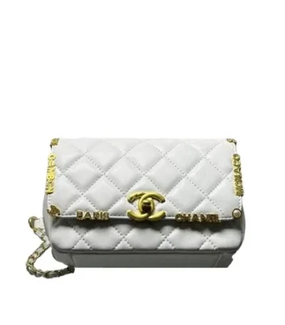 chanel mini flap bag white 195cm drp2m