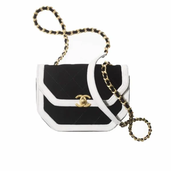 Chanel Mini Velvet Bags Black And White 20Cm