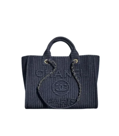 chanel shopping bag dark blue 33cm 8y4a0