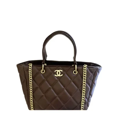 chanel shopping tote with gold handle brown 25cm dede8