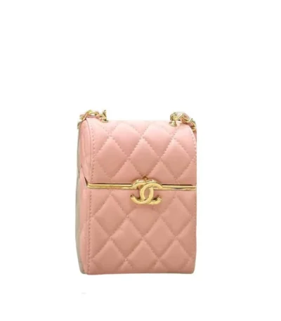 chanel small box with chain gold hardware pink 13cm tddfh