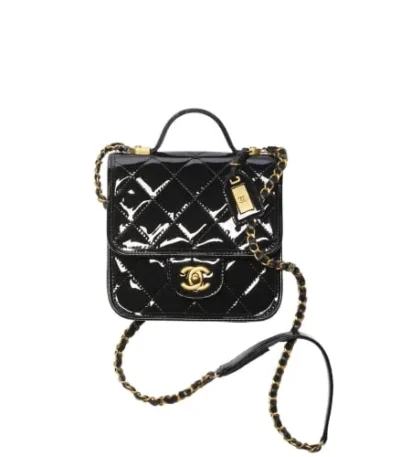 chanel small flap bag with top handle black r7nzb