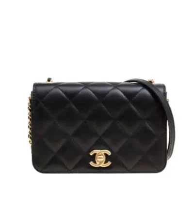 chanel small foldable bag black 19cm bqqyo