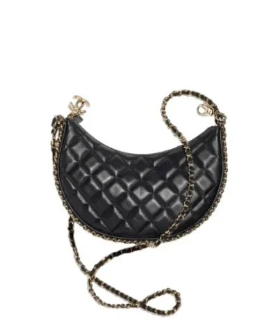 chanel small hobo bag black 20cm xff89