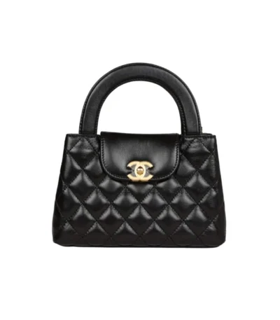 chanel small kelly shopper with gold hardware black 19cm z5swx