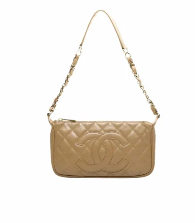 chanel timeless cc chain shoulder bag dark beige 25cm f4nmz