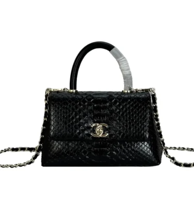 chanel trendy cc top handle bag python black 23cm xn60a