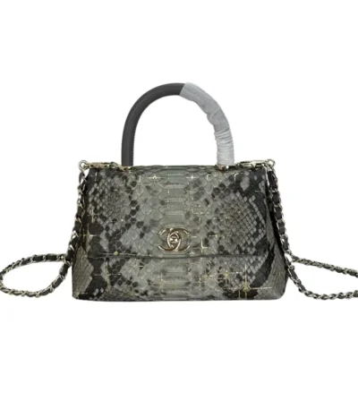 chanel trendy cc top handle bag python gray 23cm q3nb8