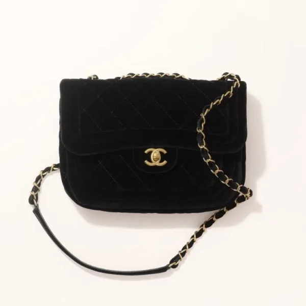 Chanel Velvet Mini Flap Bag Black 18Cm