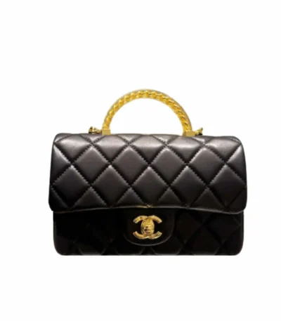chanel wallet on chain lambskin and resin with gold tone metal black 20cm bt9bp