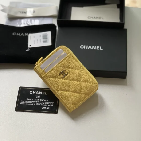 Chanel Zipped Coin Purse Yellow