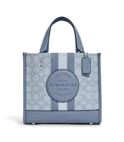 coach dempsey tote 22 in signature jacquard blue multicolor c8417 ns7yf