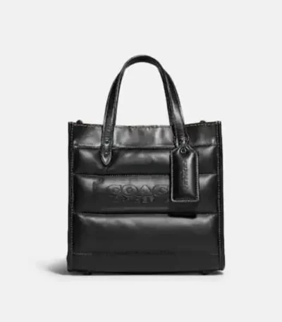 coach field tote 22 with quilting and coach badge black c6847 arwuw