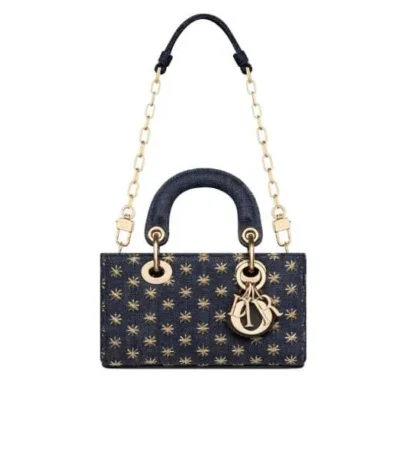 dior d joy micro bag embroidered with gold tone stars blue denim 26cm 29qrz