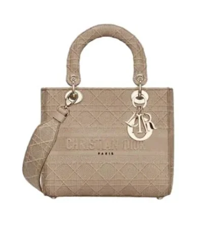 dior lady d lite bag beige cannage embroidery 24cm bg1kl