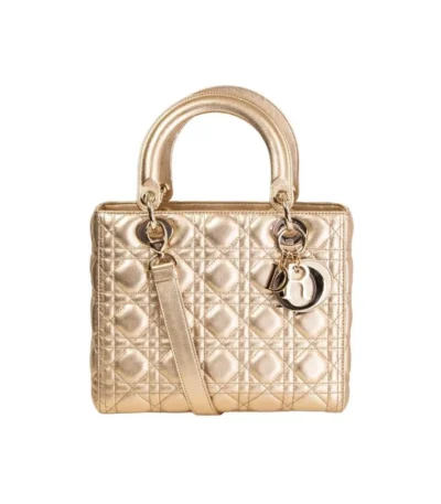 dior lady dior cannage metallic gold 20cm nh1xy