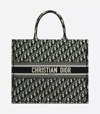 dior large book tote blue dior oblique embroidery 42cm dq1km