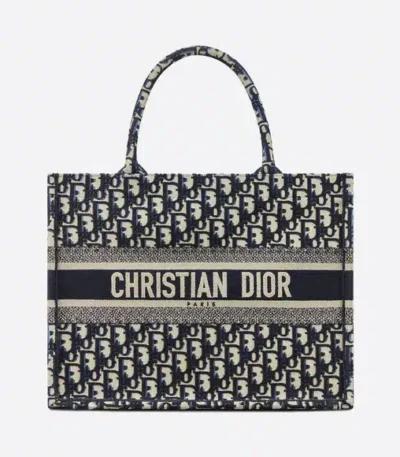dior medium book tote blue dior oblique embroidery 36cm 7fquv