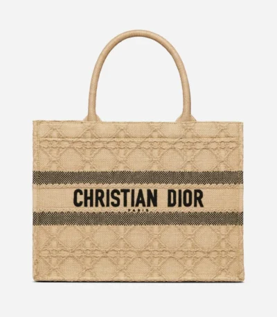 dior medium book tote natural cannage raffia 36cm 0juqd