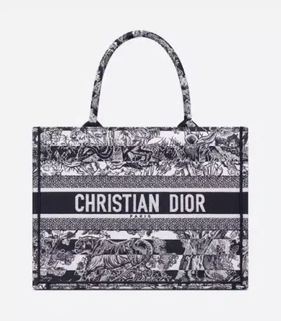 dior medium book tote navy blue toile de jouy stripes embroidery 36cm alxqx
