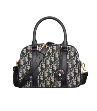 dior medium d vibe bowling bag oblique jacquard blue 25cm zgw2s