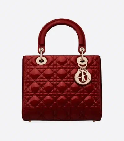 dior medium lady cherry red patent cannage m0565owcbm323 24cm ucljb