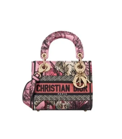 dior medium lady d lite bag pink multicolor toile de jouy voyage embroidery 24cm qizvw