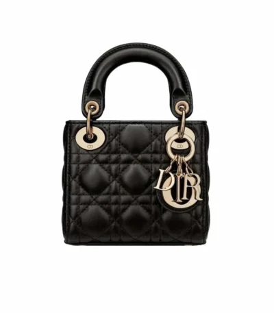 dior micro lady dior cannage lambskin handbag black 12cm urkr5