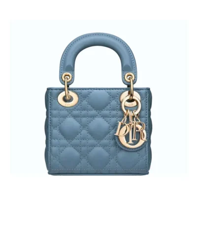 dior micro lady dior cannage lambskin handbag blue 12cm 8me6t