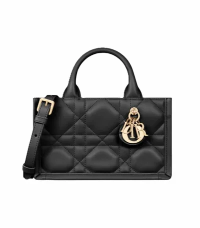 dior mini dior book tote macrocannage calfskin black 21cm hmkhk