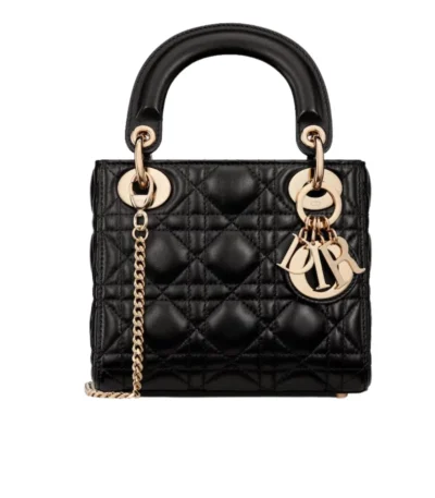 dior mini lady bag cannage lambskin black 17cm fap5d