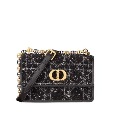 dior miss caro mini bagblack cannage tweed embroidery black 19cm gmjly