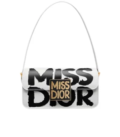 dior miss dior flap bag graffiti printed calfskin white and black 22cm zy180