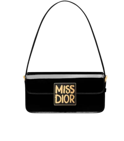 dior miss dior flap bag patent calfskin black 20cm kjogz
