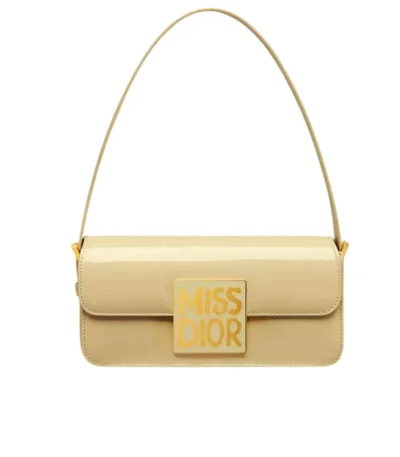 dior miss dior flap bag patent calfskin rope beige 20cm lcn9c