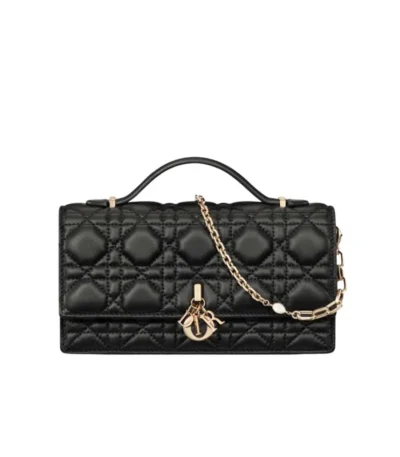dior pochette lady con asa superior black 24cm npoti