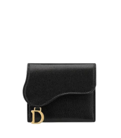 dior saddle lotus wallet black goatskin 11cm fqew4