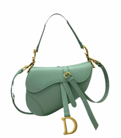dior saddle with strap grained calfskin green p0cml