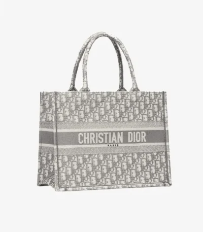 dior small book tote oblique embroidery grey jgggn