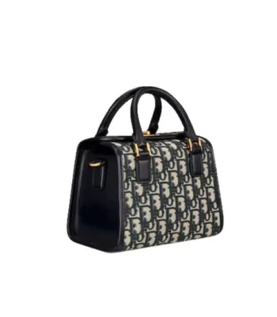 dior small boston bag blue oblique embroidery 20cm wmasc