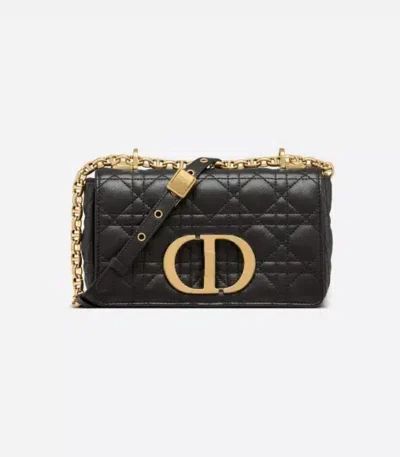 dior small caro black supple cannage calfskin 20cm jf2kw